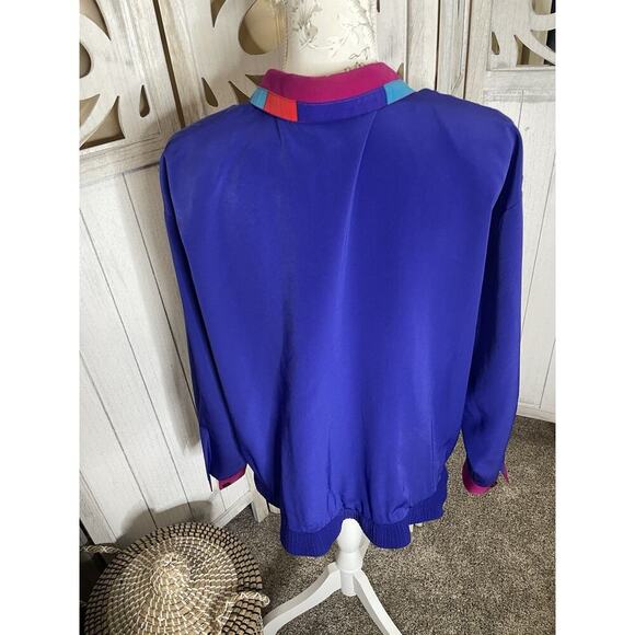 Vintage Peter Popovitch Jacket Bold Bright Print Zip Front 80s Size XL - Picture 3 of 6